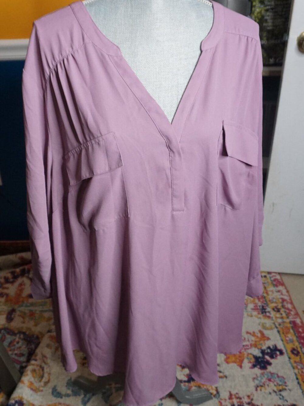 Torrid Lavender V‑Neck Long Sleeve Blouse Size 6 – Drapey Lightweight Top